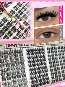 Eimny 170pcs DIY Single Lash Cluster Set 30 Rows Eyelash Extension Kit With Adhesive, Sealing Tweezers And Brush, 3 Styles Natural Spiky And Cartoon Waterproof False Eyelashes Suitable For Daily And Events - Multicolor - View 7
