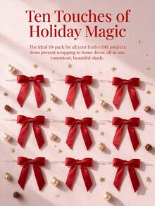 Christmas Satin Ribbon Bows, Twisted Bows, For Gift Wrapping, Bows With Twists, Suitable For Graduation Gift Decoration, Mother's Day Gift Decoration, Crafts, Weddings, Bridal Showers, Birthday Party Decoration - Red - View 5