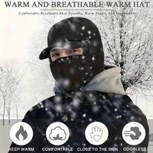 Topi Musim Dingin Unisex dengan Masker Wajah yang Dapat Dilepas, Beanie Rajut Tebal Hangat Cocok untuk Ski, Seluncur Es dan Sepeda Gunung, Penutup Telinga Tahan Angin, Terbuat dari Poliester yang Dapat Dicuci - MultiWarna - View 4