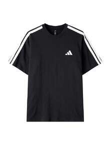 Adidas Men's Sports T-Shirt & Tank Top ST 3ST SS TEE Black Crew Neck Three Stripes Short Sleeve Top KR2490 - Black - View 1
