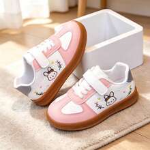 Girls' Flat Shoes Cute Rabbit & Flower Embroidery Pink & White Casual Shoes Round Toe Hook & Loop Non-Slip Lightweight Toddler Walking Shoes - Pink - View 5