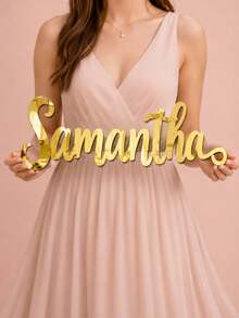 Custom Mirror Gold Acrylic Name Plate, Mirror Acrylic Name Plate, Multiple Font Options, Laser Cut, Multi-Purpose Wall Decor, Perfect For Bedroom And Living Room, Personalized Elegant Laser Cut Shiny Label Gift, Birthday Graduation Memorial - Multicolor - View 5