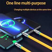 [Kabel Data 3-in-1 Pengisian Super Cepat 120W] Kabel Pengisian Daya Ponsel Universal 3-in-1 Micro/Type-C/Lightning, Bahan Silikon, Mendukung Apple/, Pengisian Cepat Tanpa Merusak Perangkat, Tahan Lama dan Anti-Patah, Perlengkapan Penting Portabel untuk Mobil - MultiWarna - View 2