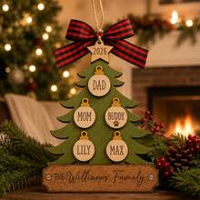 Custom Family Tree Christmas Ornament, Personalized 2-5 Names Holiday Tree Hanging Decor, Customized Festive Party Decoration, Customizable Xmas Keepsake Gift For Family, Christmas Decorations, Christmas Gift, Christmas Tree Decor, Family Christmas - Style C - View 5