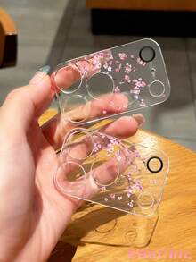1‑Pack Pink Cherry Blossoms Pattern Tempered Glass Lens Protector, Compatible With 17 Pro/17 Pro Max, 18 Pro/18 Pro Max Full‑Series Models. Full‑Coverage Rear Camera Protection, Scratch‑Resistant And Wear‑Resistant, Easy To Install. - Clear - View 3