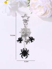 1pc Halloween Gothic Punk Spider Web Spider Keychain Backpack Earphone Case Phone Cover Car Decor Pendant Unisex - Keychain - View 5
