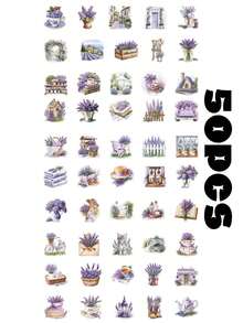 50 buah Stiker Transparan Lavender, Perlengkapan Scrapbooking, Desain Kreatif & Cantik, Cocok untuk Casing Ponsel, Tablet, Laptop, Ponsel, Koper, Mobil, Buku Catatan, Helm, Gitar, Skateboard, Kotak Penyimpanan, Komputer - 50 buah - View 12