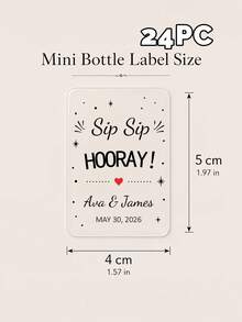14/24/49pcs Personalized Customized Wedding Mini Bottle Labels, Custom Name & Date Self-Adhesive Stickers, Wedding Favors Gifts, Banquet Decor - Clear - View 10