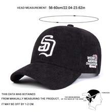 1pc Men's Corduroy SD Letter Embroidered Baseball Cap, Street Fashion Casual Hat, Spring/Autumn Travel, Beach Vacation - Multicolor - View 2