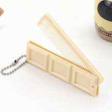 1pc Chocolate Bar Shaped Foldable Hair Comb With Built-In Mirror, Portable Pocket Size With Chain Charm, Suitable For Travel And Daily Makeup Hair Styling, Cute Creative Hair Accessory, Mini Handheld Makeup Mirror Comb/Comb/Hair Styling Tool/Hairdresser Essential/Hair Accessory For Women And Girls - Multicolor - View 14