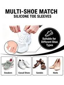 4 Pairs Soft Comfortable Small Toe Caps Elastic Rubber Wearable Foot Protective Pads Suitable For Sports Shoes Boots - White - View 3