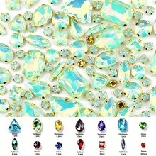 250pcs/Pack, Assorted Shapes, Multi-Color Rhinestones, Colorful Hand-Sewn Crystals, Gold Claw, Clothing, Apparel, Shoes, Hats, Bags DIY Materials, Accessories - Assorted Shapes Gold Claw 250pcs - View 39