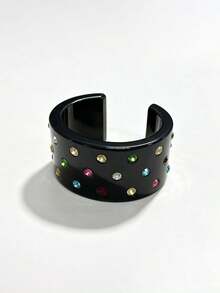 1pc Fashionable Retro Colorful Rhinestone C-Shaped Resin Bracelet, Cute Vacation Fresh Highly Attractive Women's Bangle - Bracelet - View 8