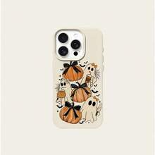 1pc TPU Funny Ghost Pumpkin Halloween Element Pattern Phone Case Suitable For IPhone 17 Pro Max/17/16 Pro Max/15/13/12/11/ S20 FE/A15/S24/A55/ Note 11/Note 12/Note 13 Pro Full Coverage Anti-Drop Soft Shell Phone Protective Cover - White - View 5