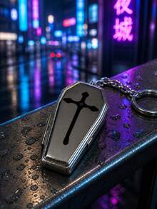 Black Cross Pattern Portable Jewelry Storage Box Keychain Pendant, Mini Jewelry Box, Accessory Organizer, Small Item Storage Bag With Multiple Functions, Suitable For Organizing Rings, Necklaces, Earrings And Other Small Items, Ideal For Daily Commute, Short Trips, Shopping, Parties, Unisex Accessories, Halloween And Christmas Gifts - Multicolor - View 8