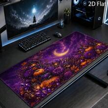 Large Gothic Fantasy Mouse Pad & Desk Mat – Mysterious Purple Pumpkin Garden; Suitable For Halloween And Autumn Decor; Soft, Stain-Resistant, Durable Computer Accessory; Compatible With PCs, Laptops, And Desktops; 2D Flat Design. - Mouse Pad - View 4