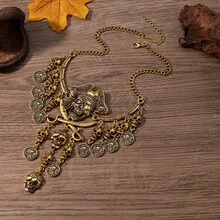 1 Set Halloween Party Jewelry Set, Skeleton Pirate Style Women's Necklace And Earrings Set - Multicolor - View 9