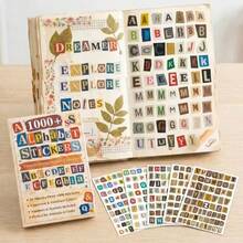 10 Lembar (774 Stiker) Stiker Huruf untuk Scrapbook Planner DIY Buatan Tangan Gaya Catatan Tebusan Vintage Huruf Kapital Huruf Kecil Angka Simbol Kertas Matte untuk Kolase Jurnal dan Pembuatan Kartu - Seni Kata - View 3