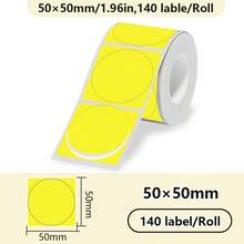1 rulle färgglatt runt termiskt etikettpapper, storlek 50 mm x 50 mm (1,97 tum x 1,97 tum), kompatibel med Phomemo M110, M120, P50 etikettskrivare, lämplig för gör-det-själv-logotyper, QR-koder, skolmaterial, skolstartssäsongen etc. - Multifärgad - Visa 26