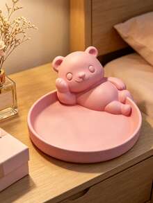 Vigour Summer Cute Bear Jewelry Storage Tray, Key & Small Item Holder, Bedroom & Living Room Desktop Decor, Home Organization, Suitable For Small Objects, Commemorative Gift, Halloween & Christmas Gift, Best Choice - Multicolor - View 2