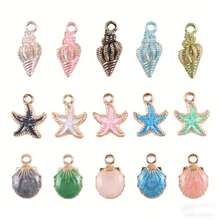 1bag Enamel Alloy Ocean Theme Charms Conch Starfish Shell Pendants For DIY Bracelet Necklace Earring Handmade Ocean‑Style Jewelry Making Supplies - Multicolor - View 7