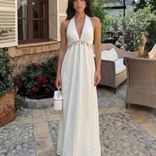 Women Short Dresses - Apricot - View 7