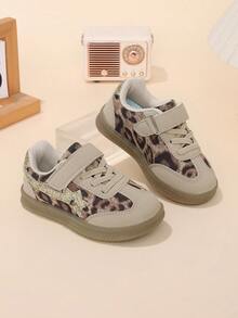 1 Pair New Autumn Leopard Print Training Shoes For Girls, Soft Sole Sports Shoes For Boys - Beige - View 3