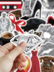 50pcs Silver Millennium Stickers For Adults Teens Sticker Enthusiasts Scrapbooking Journaling Laptops Skateboards More, Add A Fun Touch To Your Devices! - A - View 5