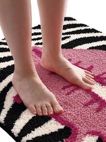 1pc Bathroom Rug Mat, Flocked Soft Touch, Pink Leopard Print, TPR Non-Slip Backing, Suitable For Kitchen, Outdoor, Indoor, Hallway, Bedroom, Living Room Bedside, Machine Washable Easy To Clean, Autumn Bathroom Decor Rug - Multicolor - View 8