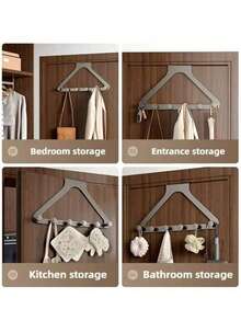 1pc Triangle Door Hook, Large Over Door Coat Rack, Thickened ABS Plastic Material, Heavy Duty Multi-Function Hanging Rack For Clothes, Bags, Keys, Hats, Towels, Space Saving Storage For Home, Bedroom, Bathroom, Entryway, Laundry, Kitchen - Multicolor - View 4