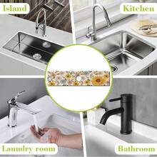 1pc Floral Pattern Sink Faucet Absorbent Mat, Drainage Mat, Suitable For Kitchen, Bathroom Sink, Countertop, Drainage Mat, Diatomaceous Earth Material, Trimmable, Quick-Drying Mat - Multicolor - View 8