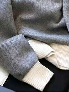 Zip-Up Long Sleeve Knit Cardigan, Versatile Knit Sweater Fall - Dark Grey - View 5
