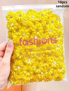 20/10件組柔和奶油黃雪紡3D花朵髮夾，花朵設計搭配水鑽裝飾，柔美甜美可愛，極簡時尚髮飾，適合女孩與青少年，適用日常上學、度假 - 彩色 - 查看 11