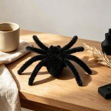 10PCS Halloween Flocked Spider Scary Realistic Fuzzy Fake Spider Haunted House Props Bar Decoration, Halloween Party Decoration Supplies - Flocked Spider - View 5