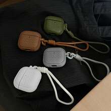 Korean Style Minimalist Rhombus Faux Leather Solid Color + Rope Earphone Case Compatible With AirPods Pro 3 New Pro 2 Protective Cover Pro Cute Apple 4 Minimalist 3 Personalized 1/2 Generation Girls Earphone Case Protective Cover Spring/Summer Earphone Case/Birthday Gift/Holiday Gift - Multicolor - View 1