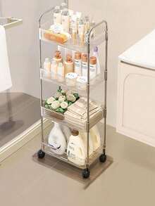 2/3/4 Tier Rolling Cart With 4 Wheels And Handle, Transparent Multi-Functional Storage Trolley With Handle And Wheels, Holiday Gift Space-Saving, Suitable For Office, Bathroom, Kitchen And Living Room Mobile Organizer, Easy Assembly And Disassembly Layered Storage, Suitable For Snacks, Seasonings, Cosmetics, Books, Food And Household Items - Transparent - View 10