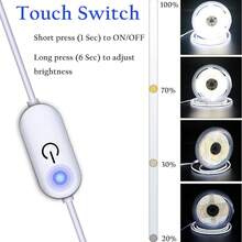 1pc, 1m-3 Meters, Ultra-Thin LED Strip Light, Multicolor Options, Touch Switch Adjustable Brightness, Button Switch Non-Adjustable Brightness, Bedroom, Living Room, Room, Bedside, Lighting Decoration, 320 LEDs Per Meter, Linear Light, 180 Degree Light Emission - white light - View 8