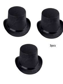 Black Hat, Jazz Hat, Glasses Magician Stage Halloween Punk Hat 1pc/2pcs/3pcs/4pcs - Black - View 17