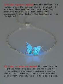 Butterfly Decor Bracelet Women's Adjustable Chain Fashion Versatile Hand Accessory (Requires Light Absorption To Glow) - Silver - View 4