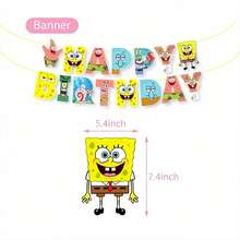 SpongeBob SquarePants Cartoon Sponge Square Sponge Theme Birthday Banner Backdrop Decoration Set, Birthday Party Decoration Arrangement - Multicolor - View 10
