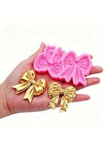1pc Pink Liquid Silicone Bow Mold, Handmade DIY Chocolate Cake Decoration Baking Mold, Super Light Clay Making Mold, Resin Accessories Decoration Mold, Plaster Aromatherapy Tablet Making Mold - View 10