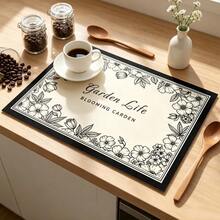 1pc Dish Drying Mat, Coffee Machine Mat, Geometric Rhombus Drying Mat, Suitable For Home Kitchen Countertop, Tea Table Storage, Holiday Party Daily Kitchen Storage Use, Multi-Purpose Drying Mat, Home Gift, Desktop Decoration - XYLSD-1079 - View 2