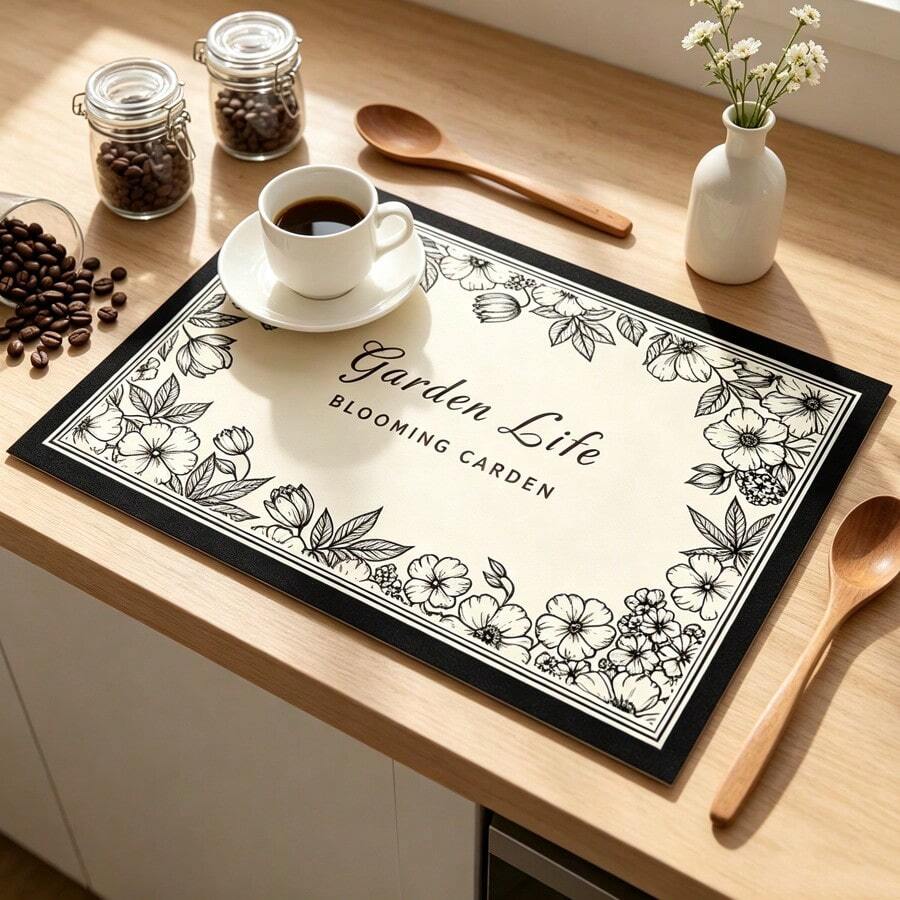 1pc Dish Drying Mat, Coffee Machine Mat, Geometric Rhombus Drying Mat, Suitable For Home Kitchen Countertop, Tea Table Storage, Holiday Party Daily Kitchen Storage Use, Multi-Purpose Drying Mat, Home Gift, Desktop Decoration