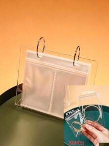 Desktop Storage Bag Rack Jewelry Organizer Dustproof, Transparent Acrylic Jewelry Display Book With Anti-Oxidation Sealed Bags, PVC Transparent Sealed Ring Earrings Nail Stickers Collection Photo Album - Multicolor - View 12