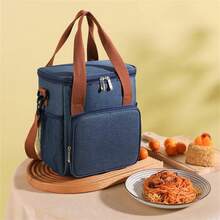 1pc Large Capacity Lunch Box/Bento Bag, Fashionable Bento Bag, Portable Bento Bag, Handheld And Crossbody Design, Suitable For Work Meals, Camping, Beach, Picnic Travel, Back To School Season - Multicolor - View 8