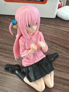 1pc Pink Sitting Anime Girl Figurine Collectible Model Doll, Natural Facial Expression - Cute Chibi Style, Suitable For Desktop Display, Desk Ornament, Multiple Colors Available, Ideal Gift For Anime Fans And Office - Multicolor - View 7