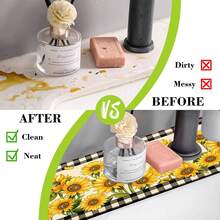 1pc Sunflower Pattern, Sink Faucet Absorbent Mat, Drainage Mat, Suitable For Kitchen, Bathroom Sink, Countertop, Drainage Mat, Diatomaceous Earth Material, Trimmable, Quick-Dry Mat - Multicolor - View 7