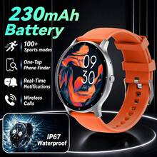 PEJE 1.28 Inch Screen Smartwatch, IP67 Waterproof, Multi-Function Wireless Connection Remote Control Watch, Suitable For Outdoor Sports, Home Life, Daily Commute, Unisex, Holiday/Birthday/Festival/Valentine's Day Gift - Orange - View 2
