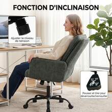 Ergonomic Office Chair, Adjustable Height Desk Chair, Wide Seat, Tilt Function, Dark Green - Green - View 9