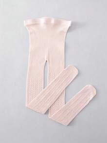2pcs Girls' Spring/Summer Fishnet Hollow Pantyhose, Minimalist Versatile Pink And White All-Match Colors, Suitable For Any Outfit Matching - Multicolor - View 3